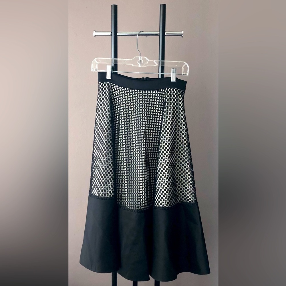 Black White skirt with cutout netting